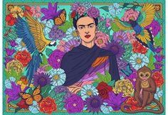 Frida Kahlos paradis: Papegoja, apa och blommor
