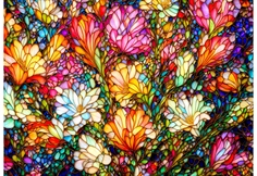 Abstract Stained Glass Flower Garden